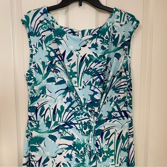Lane Bryant Sleeveless Ruched Front Tropical Print Sheath Dress Size 14 / 16 - Picture 5 of 11